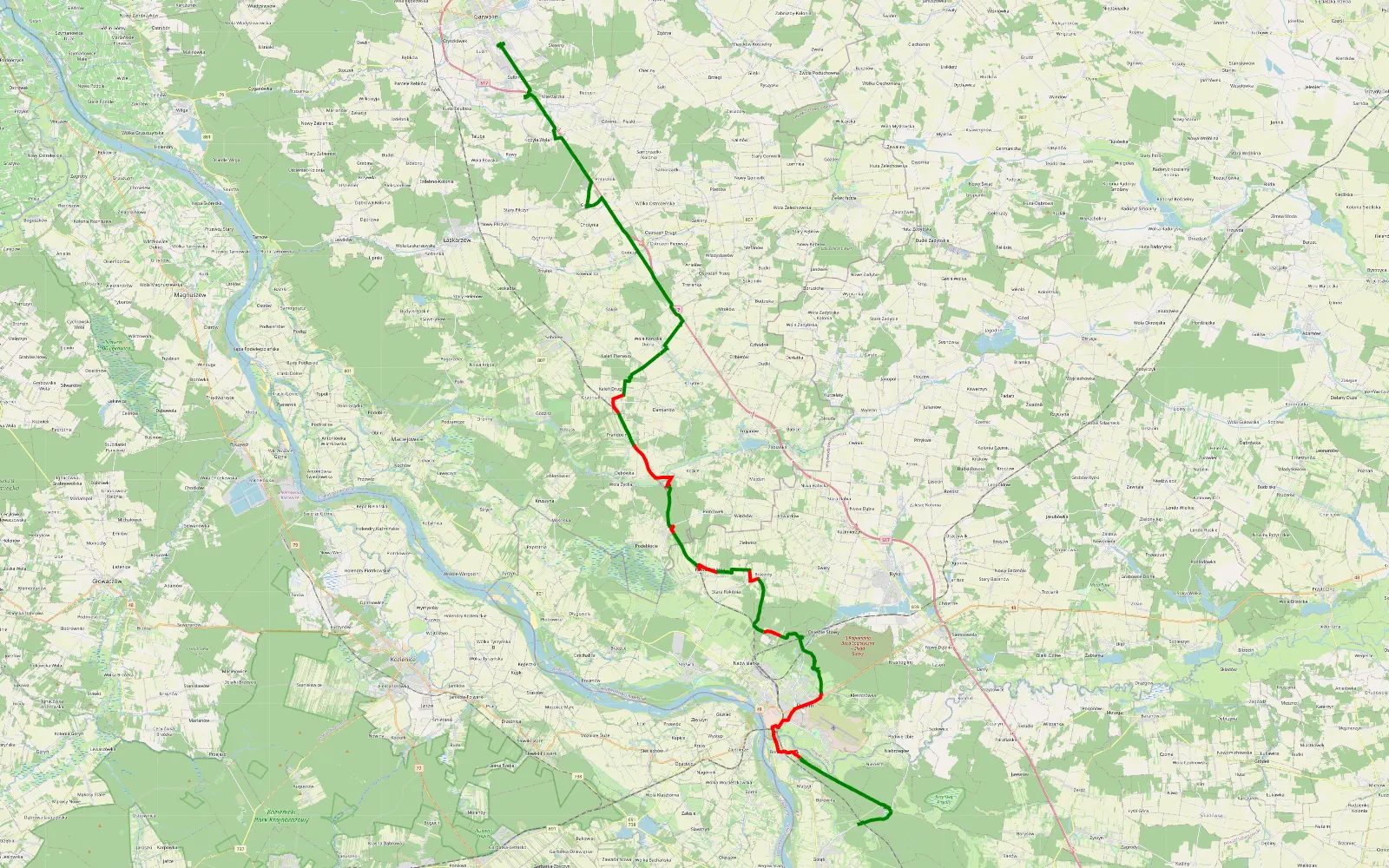 Map of Zawady - Studzienice - 45 km offroad trail, Ryki County