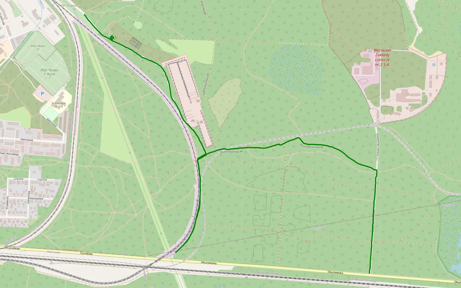 Mapa trasy Stary Rembertów - Wesoła Las wojsko - 2.9 km trasy offroad, Powiat Wołomiński