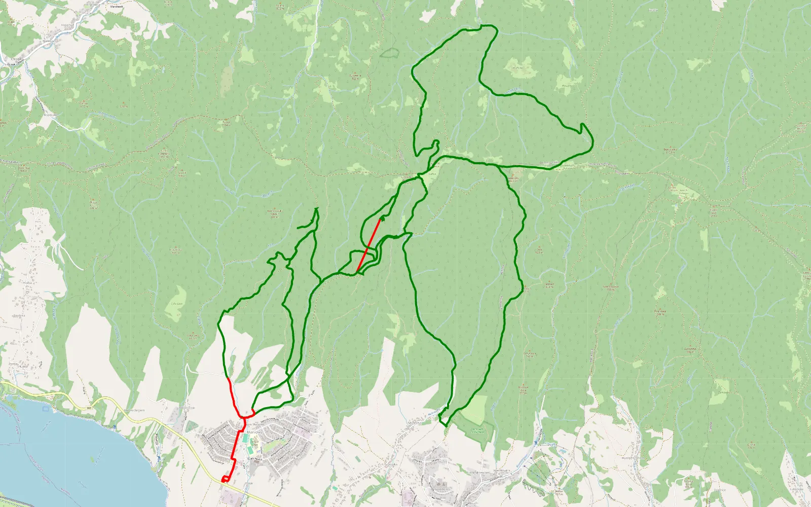 Map of Maniowy - 34.4 km offroad trail, Nowy Targ County
