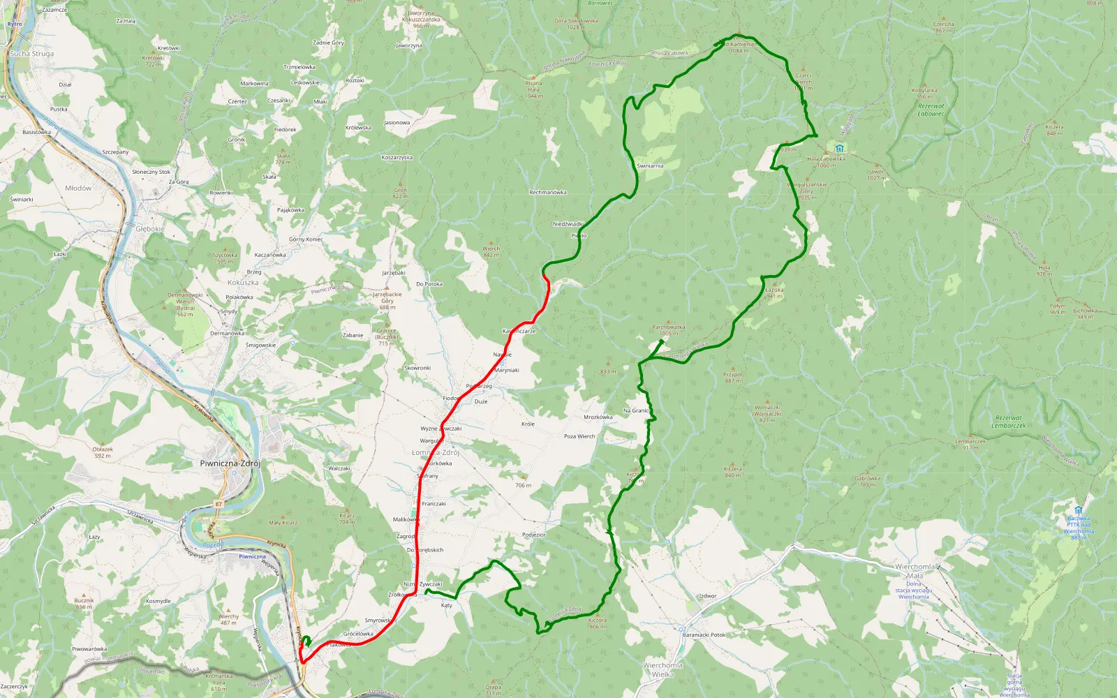 Map of Twarogi - 21 km offroad trail, Nowy Sącz County