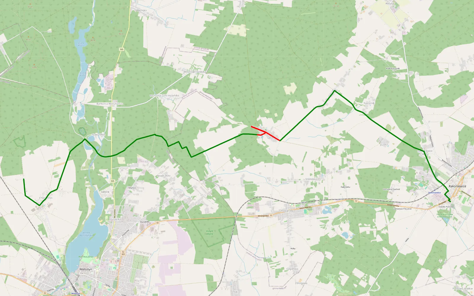 Mapa trasy Motorat - 8.3 km trasy offroad, Powiat Grodziski
