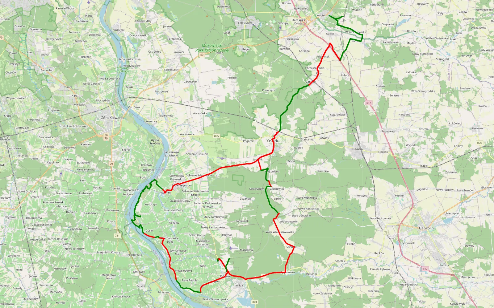 Mapa trasy Kołbiel xxx - 95.8 km trasy offroad, Powiat Otwocki