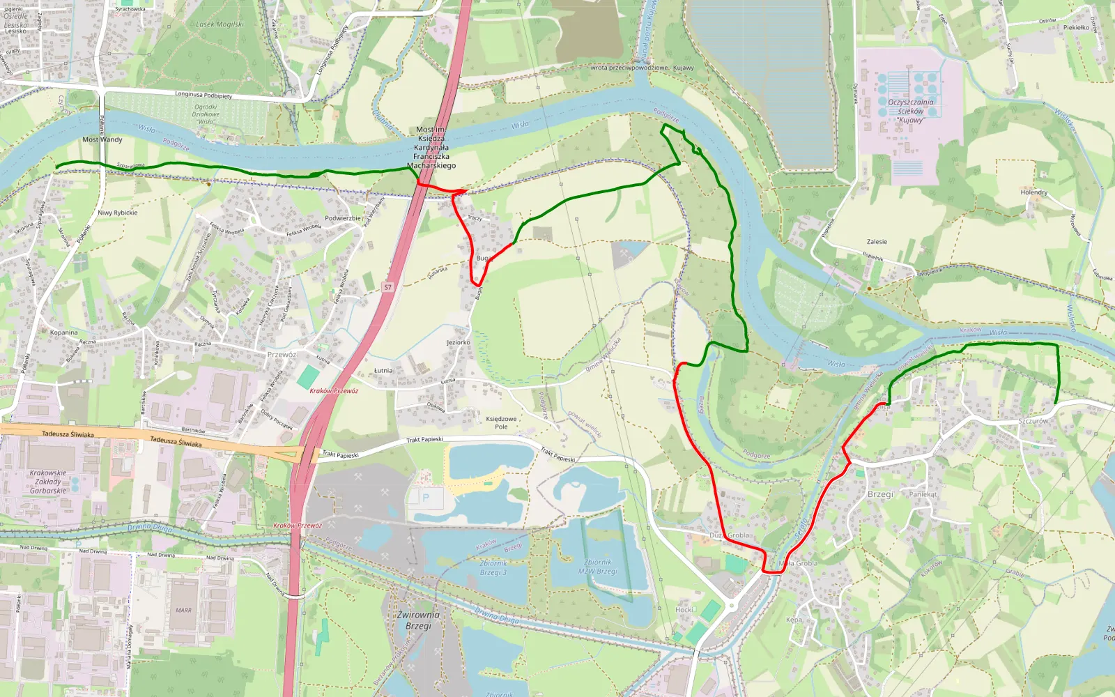 Map of Brzegi - Rybitwy - 9.7 km offroad trail, Krakow