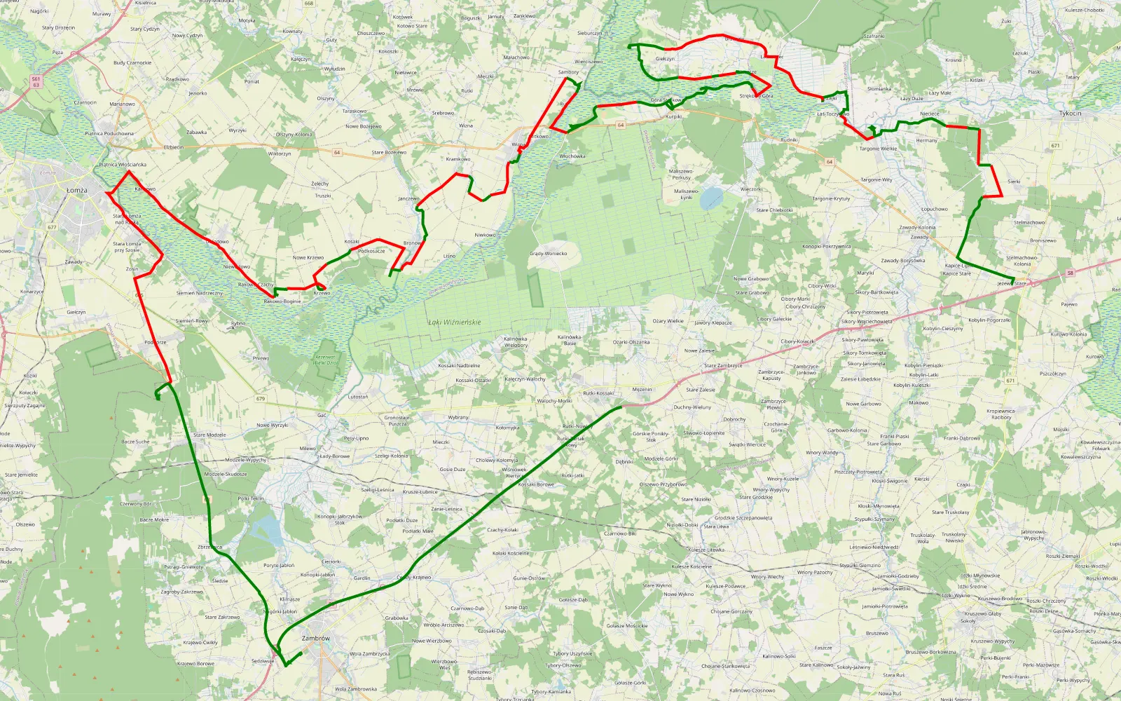Map of Browar bloger – wizna-drozdowo-zamrów - 107.8 km offroad trail, Łomża County