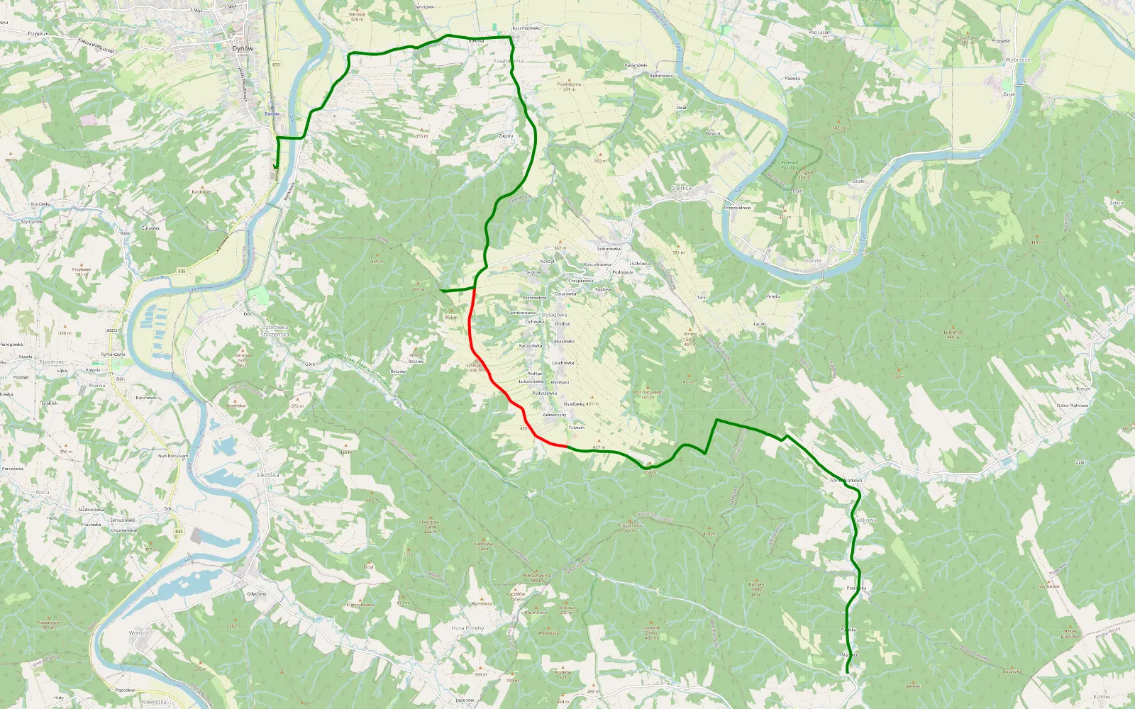 Map of Żohatyń - Bartkówka - 8.6 km offroad trail, Rzeszów County