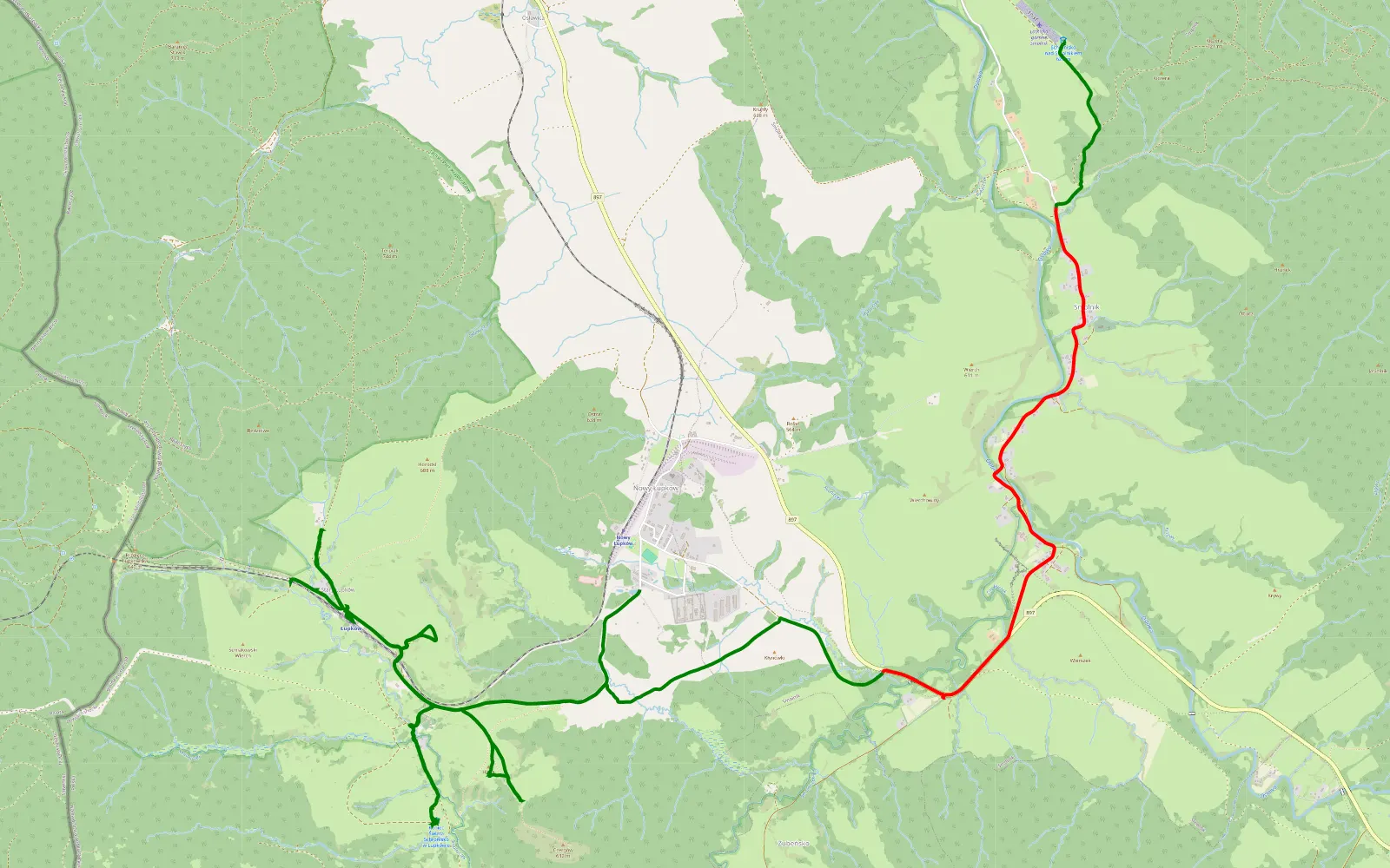 Map of Mików - Nowy Łupków - 19.4 km offroad trail, Sanok County