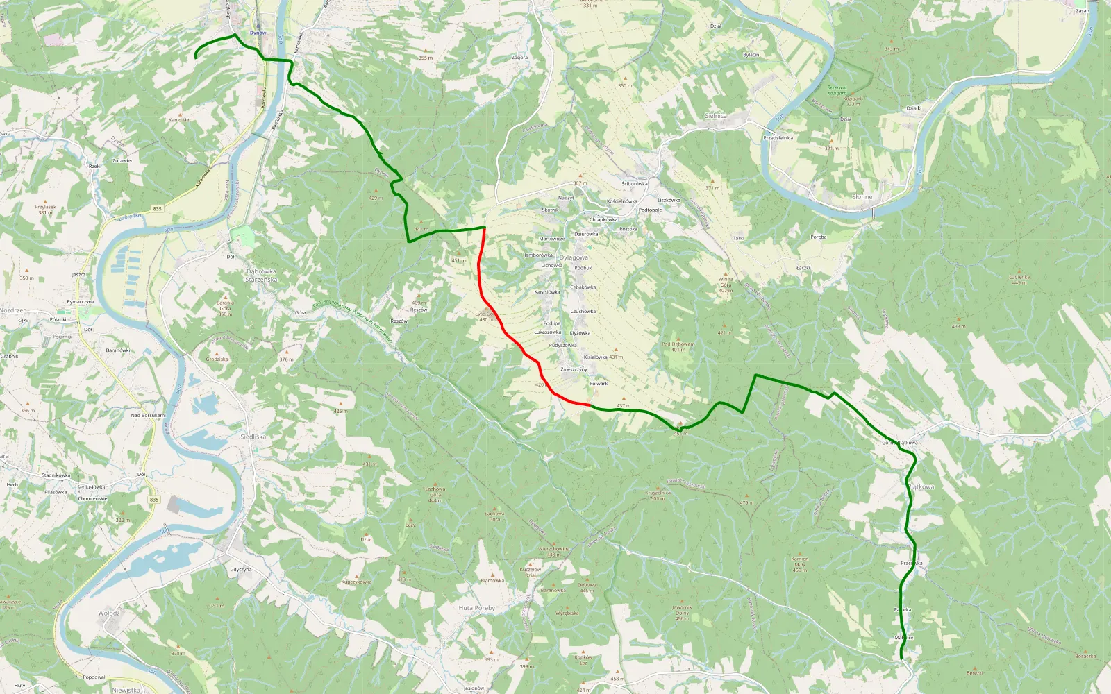 Map of Zohatyn - 11.9 km offroad trail, Rzeszów County