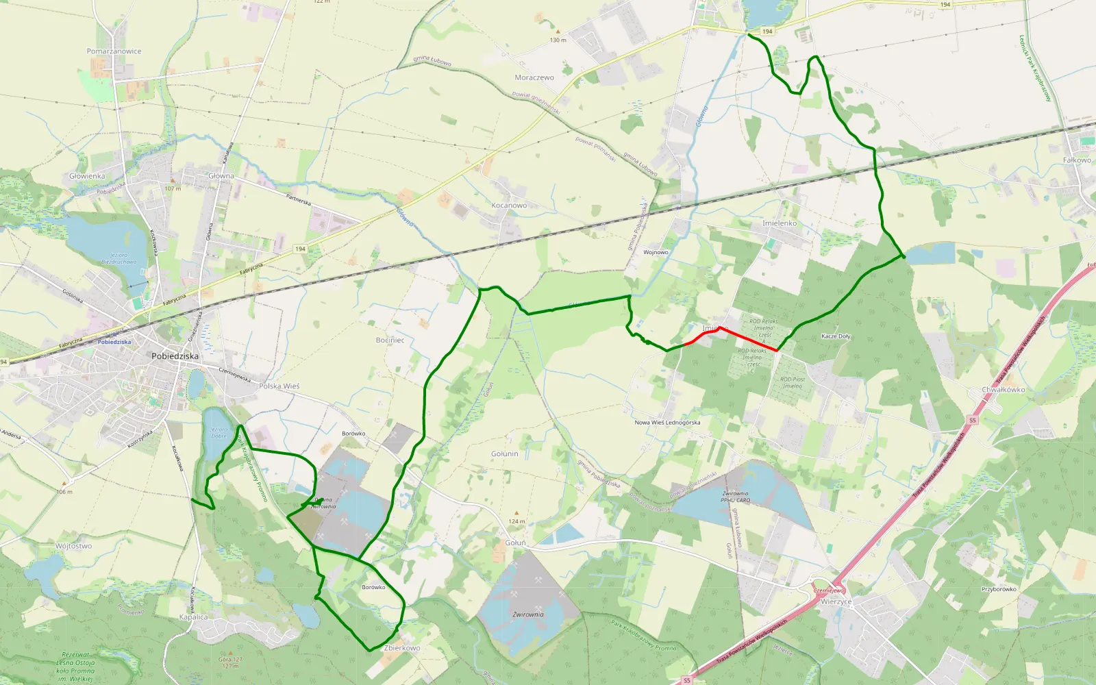 Mapa trasy Wójtostwo - Lednogóra by Miki - 16.2 km trasy offroad, Powiat Gnieźnieński