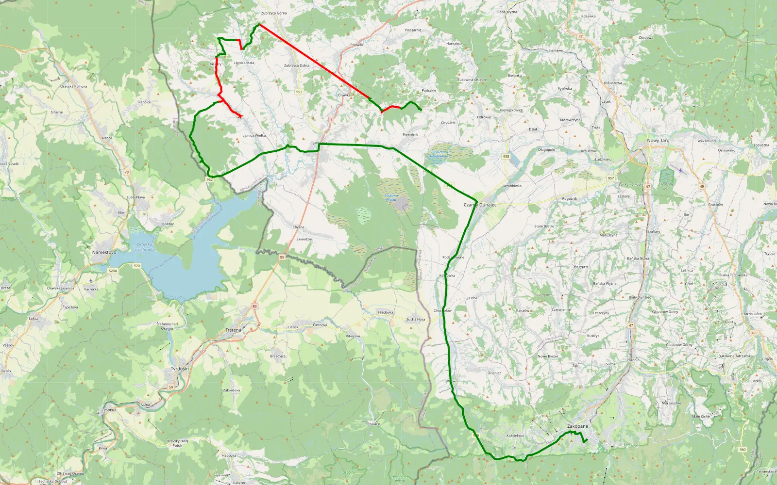 Map of Leligdonowa - Zakopane - 37.1 km offroad trail, Nowy Targ County