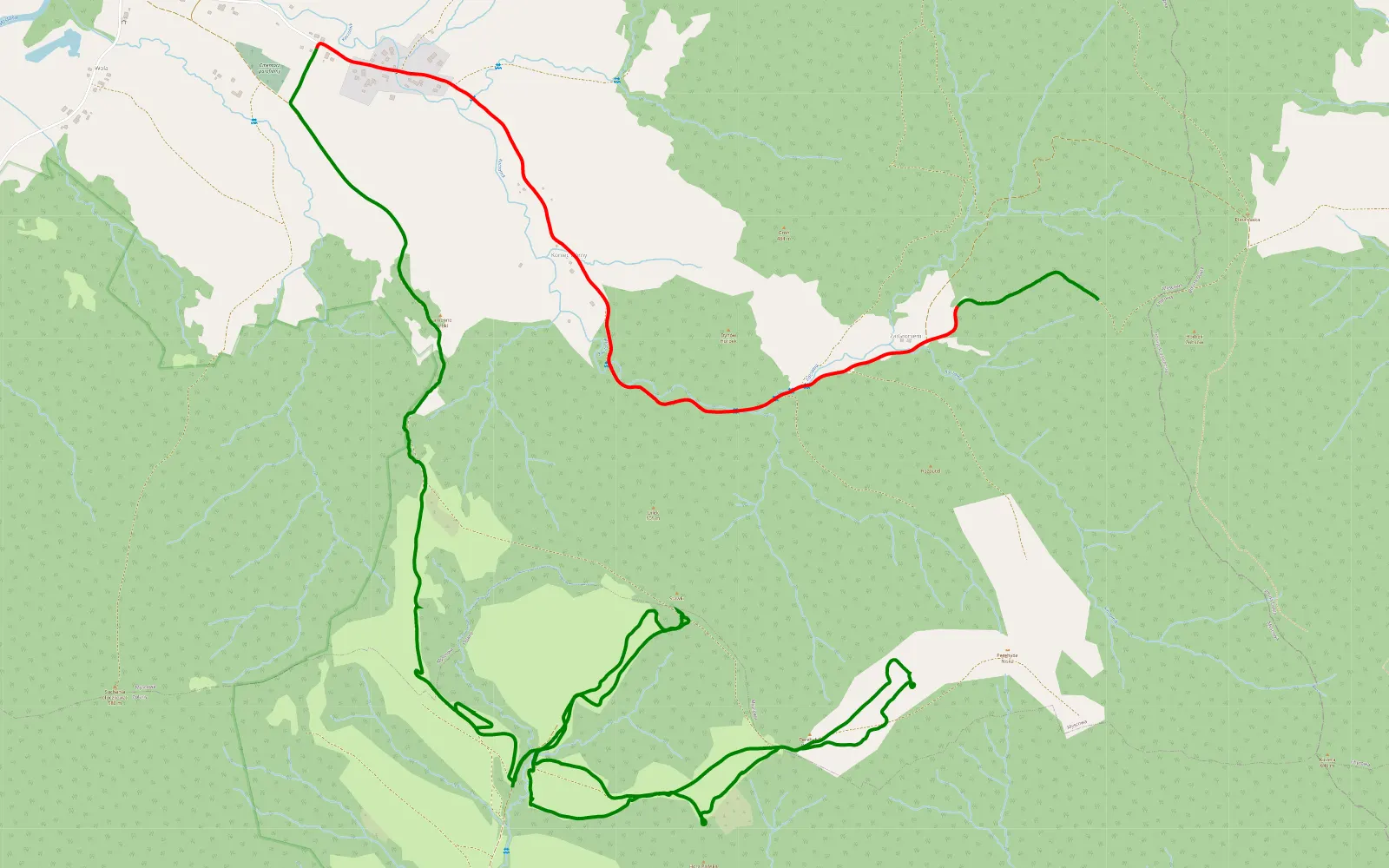 Map of Kanie na Polanach - 12 km offroad trail, Jasło County