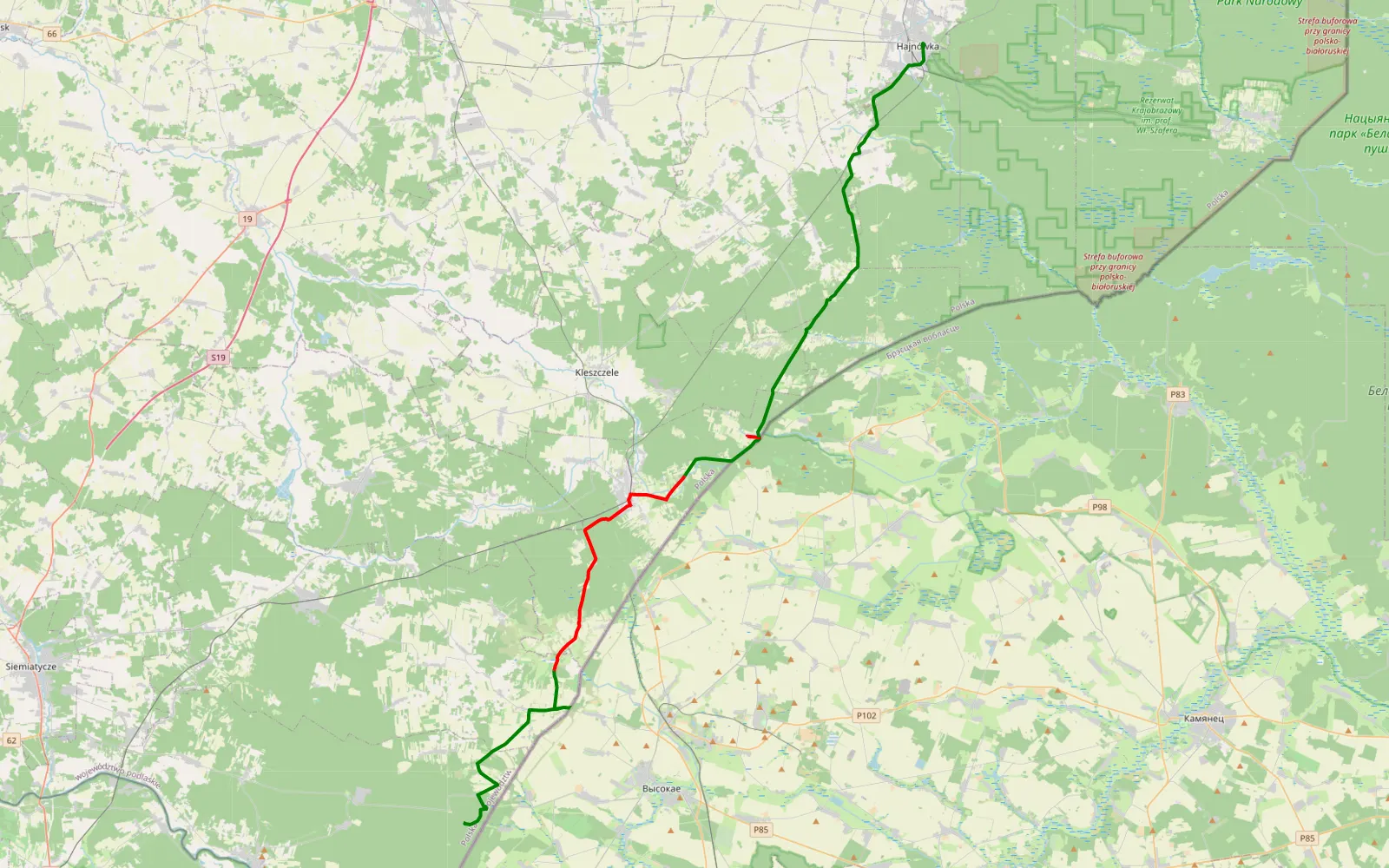 Map of Moj drugi - 31.3 km offroad trail, Hajnówka County