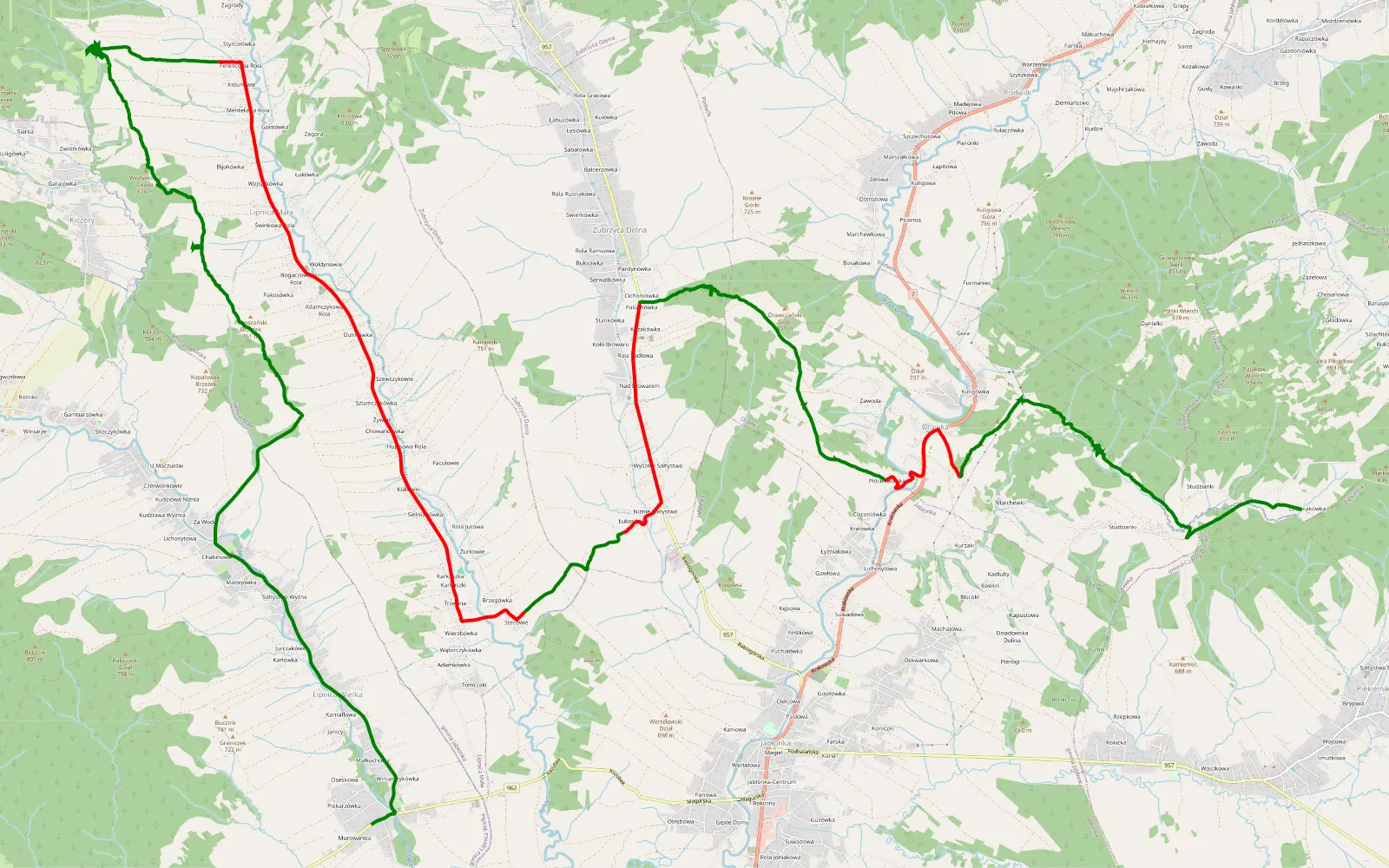Mapa trasy Podhale - 31.6 km trasy offroad, Powiat Nowotarski