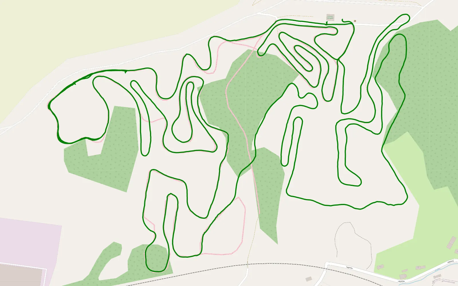 Mapa trasy Olszyna pełny tor ( mała pętla + duża) - 10.7 km trasy offroad, Powiat Lubański