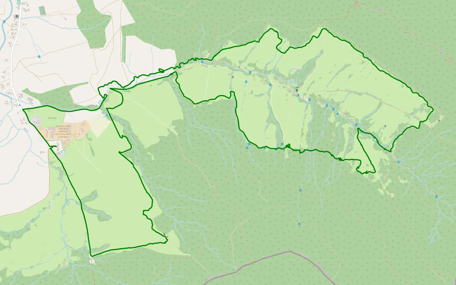 Map of Izby - Łąki 4x4 rano - 13 km offroad trail, Gorlice County