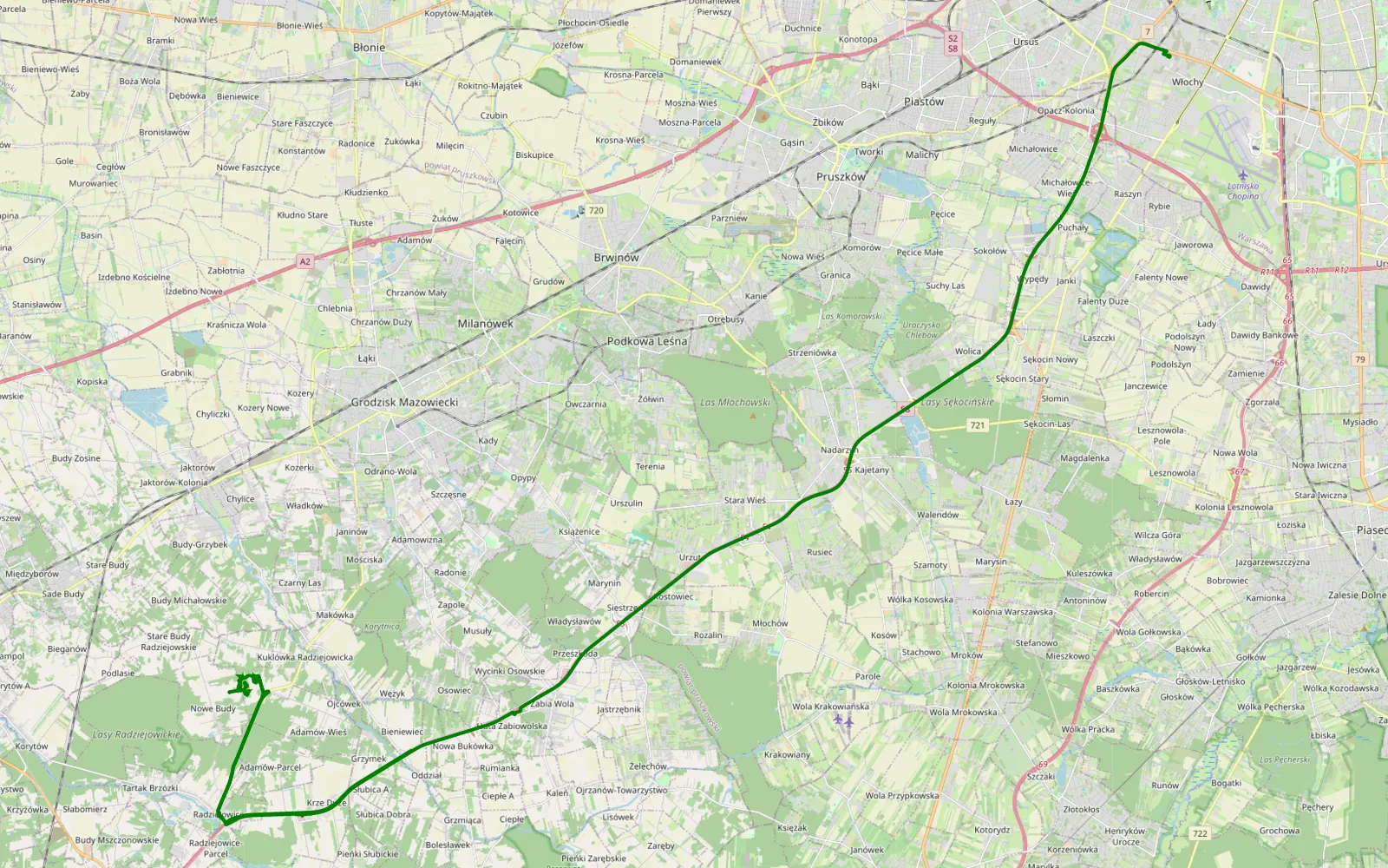Map of Grodzisk - 6 km offroad trail, Żyrardów County