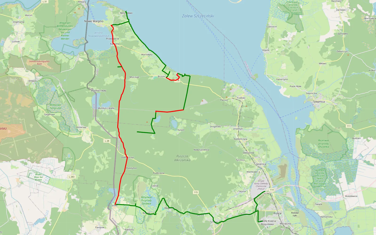 Map of Dobieszczyn - Siedlice - 55.7 km offroad trail, Police County