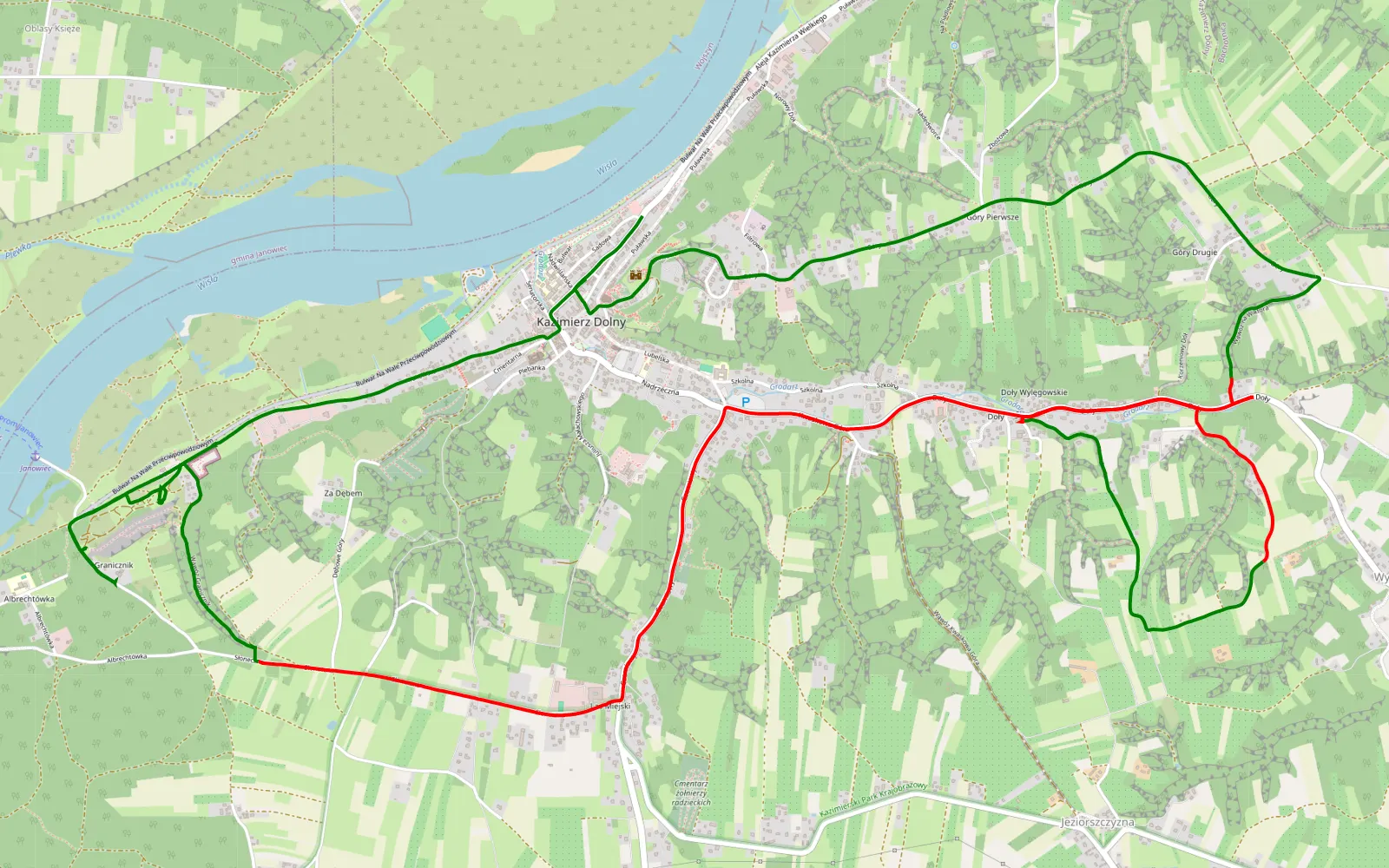 Map of Kazimierz Dolny - 9.9 km offroad trail, Puławy County