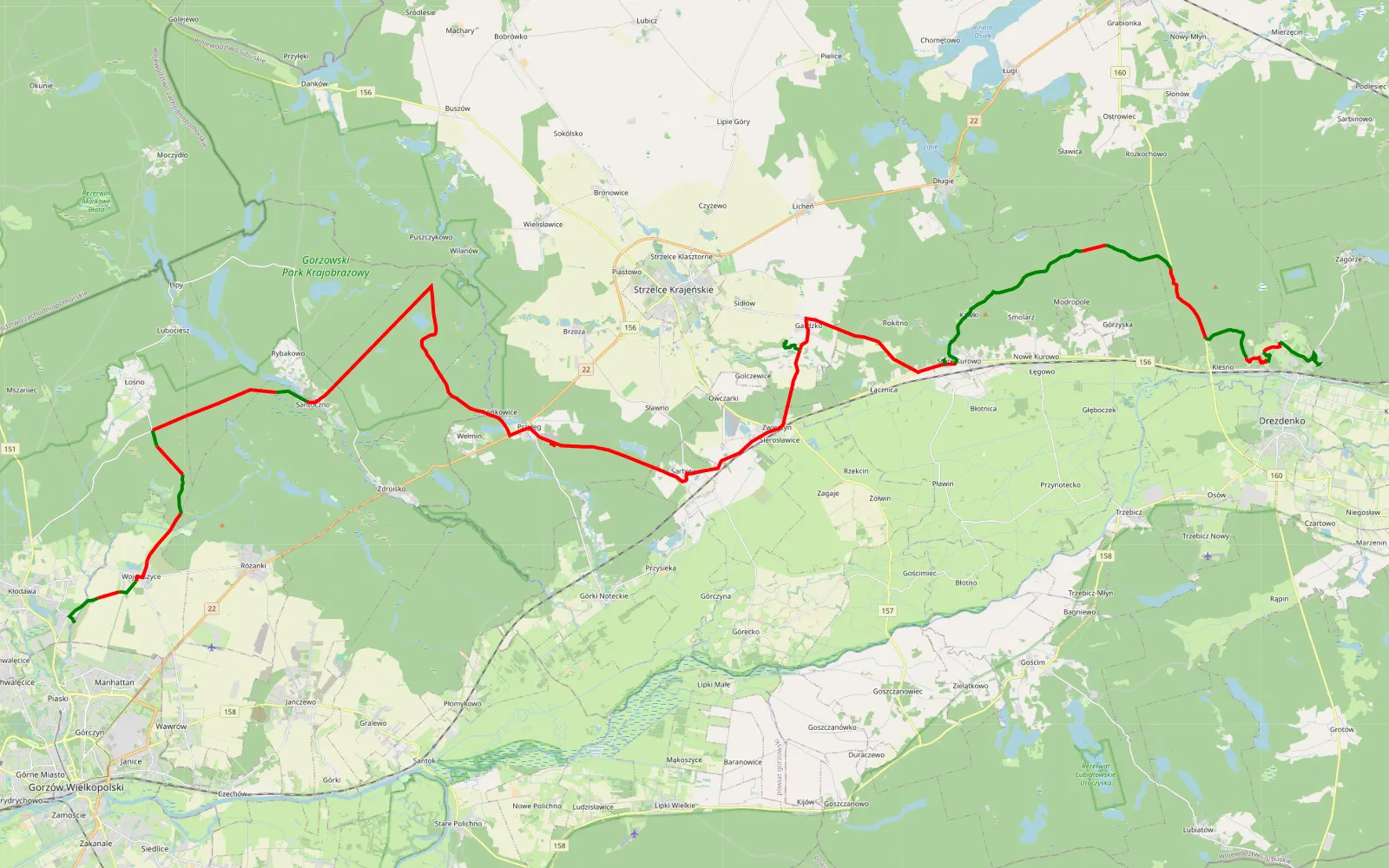 Map of LA3 - Wikiloc - 67.8 km offroad trail, Strzelce-Drezdenko County