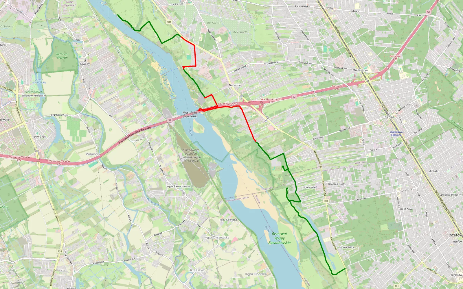 Mapa trasy Traska na niedziele. - 13.4 km trasy offroad, Warszawa