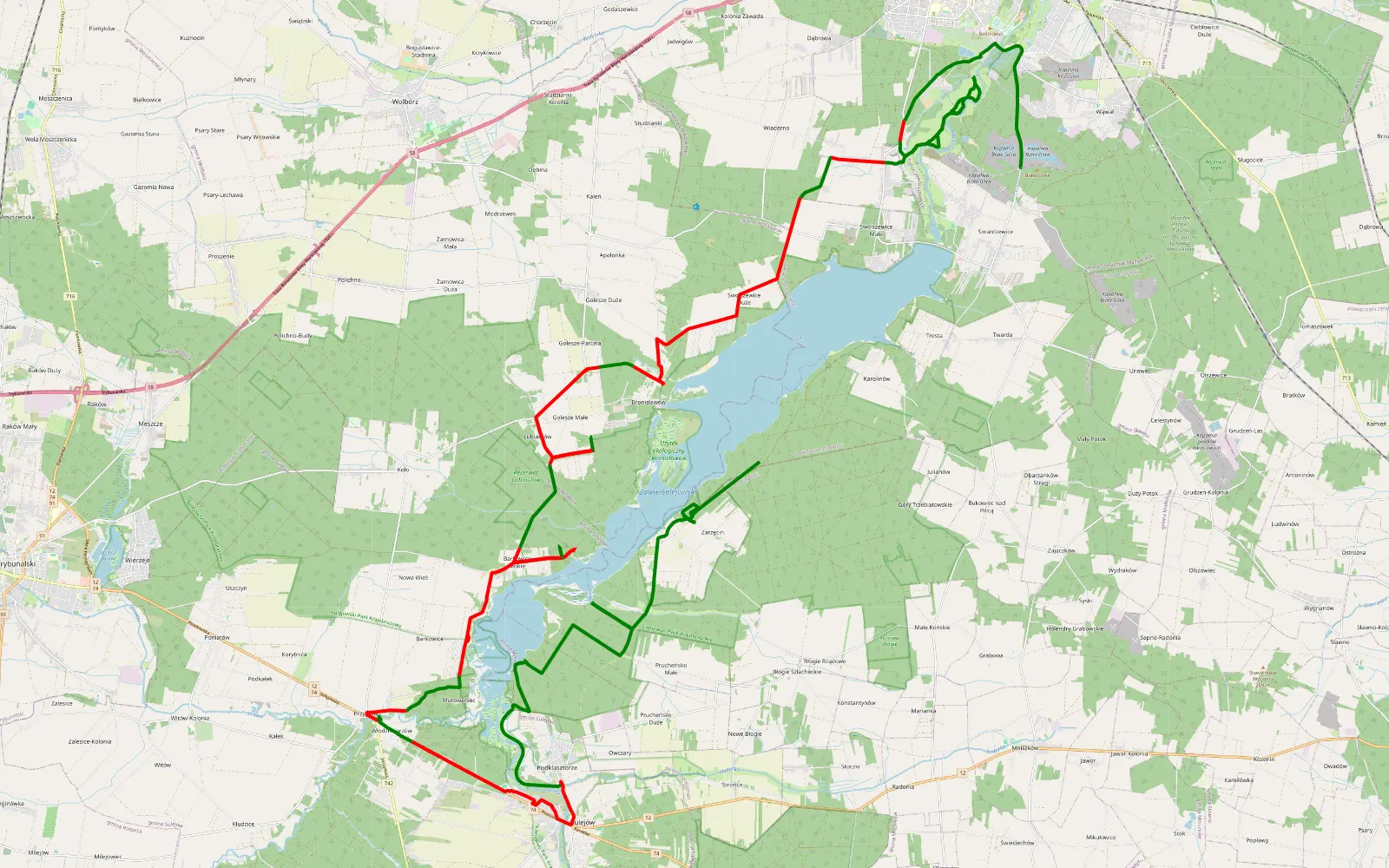 Map of Zarzęcin - Smardzewice niedzielny spacer Suzuki Grand Vitara XL7 - 57.2 km offroad trail, Piotrków County