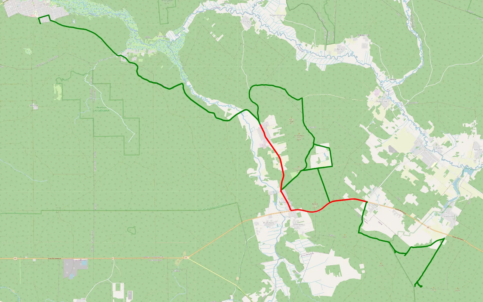 Mapa trasy Supraśl - Cieliczanka - 54.6 km trasy offroad, Powiat Białostocki