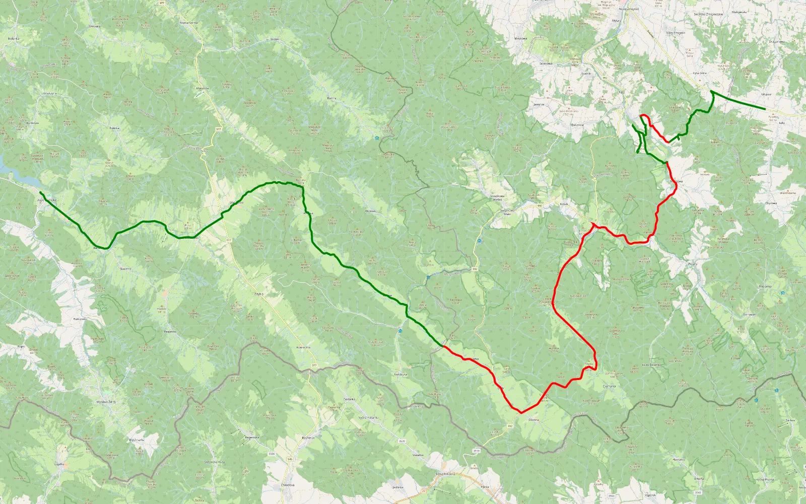 Map of Myscowa uscie - 46.4 km offroad trail, Jasło County