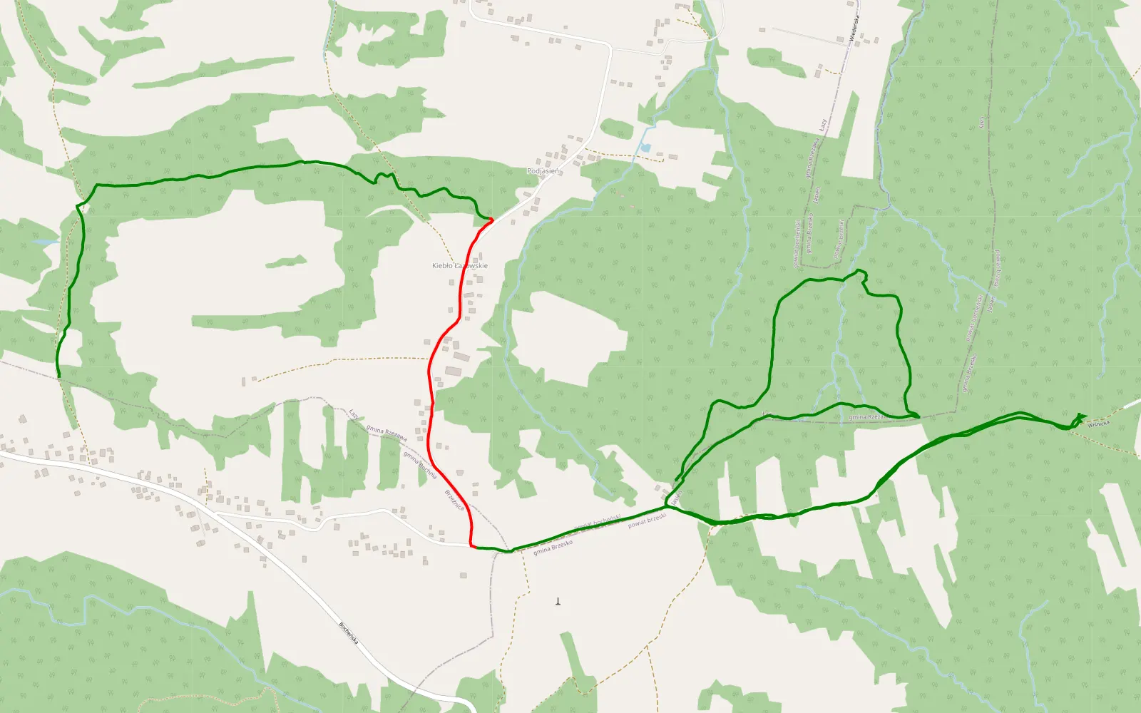 Mapa trasy Łazy - Poręba Spytkowska - 7.8 km trasy offroad, Powiat Bocheński