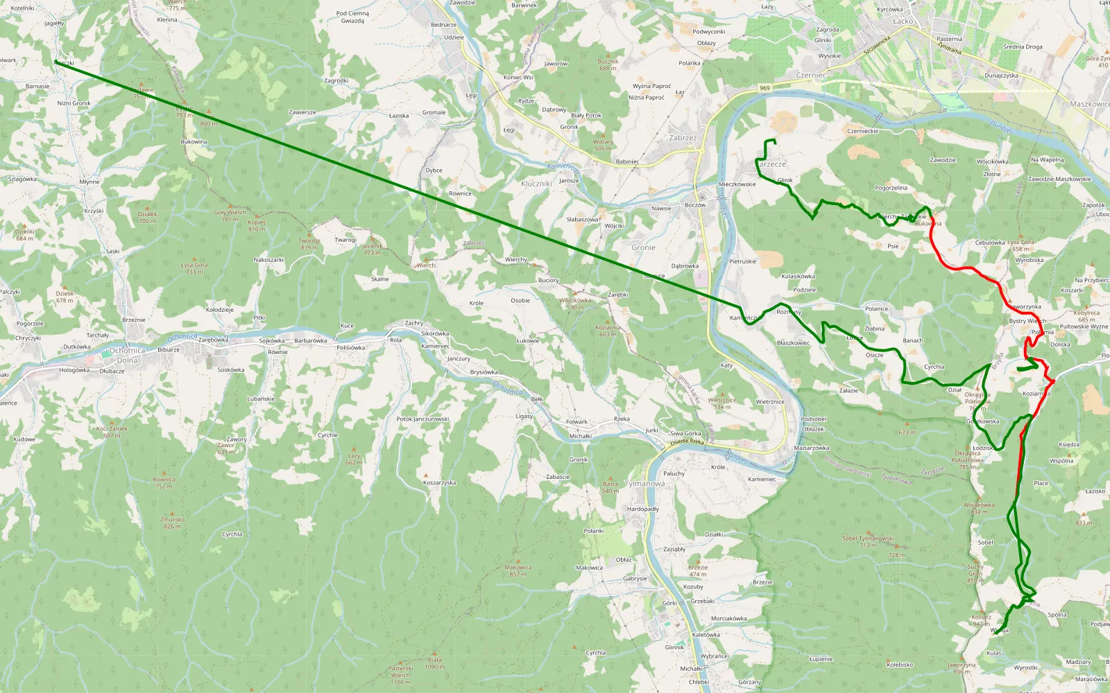 Map of Trak - 13 km offroad trail, Nowy Sącz County