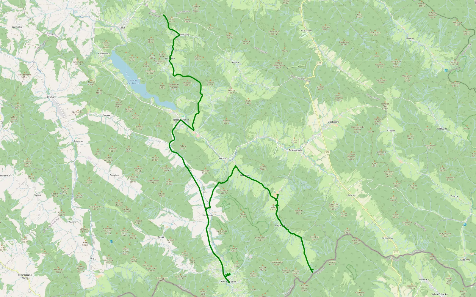 Map of Regietów - 3.8 km offroad trail, Gorlice County