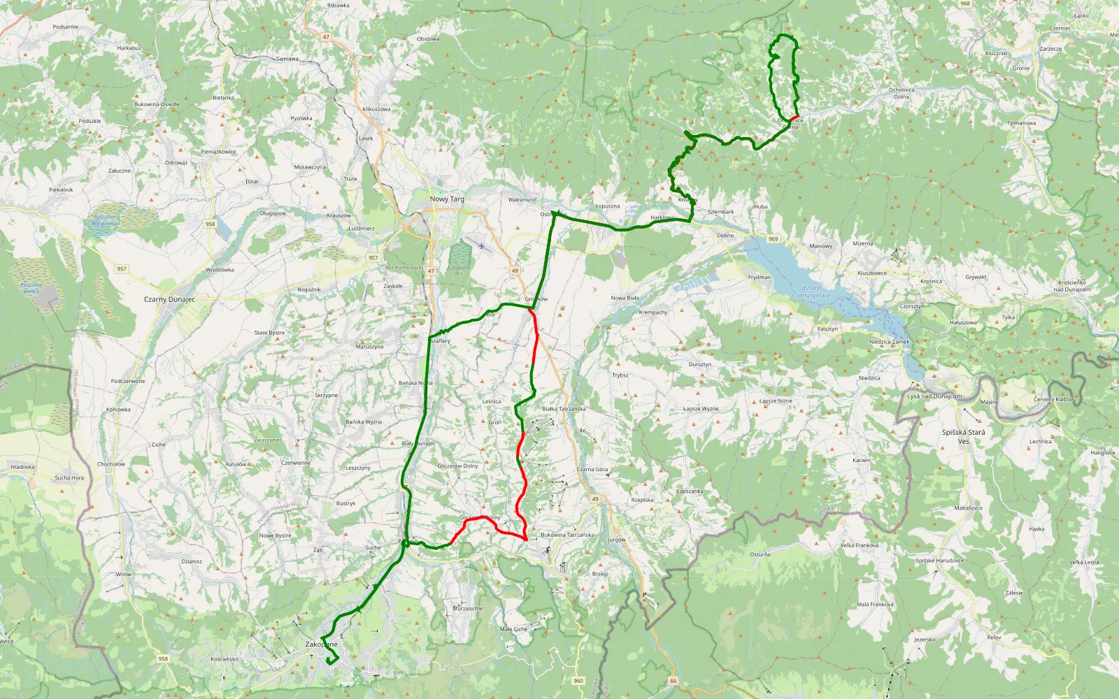 Map of Zakopane - 49.4 km offroad trail, Nowy Targ County