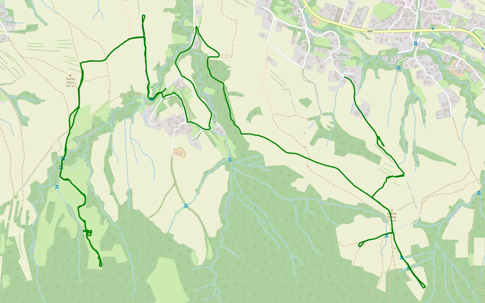 Map of Lubomierz - 9.7 km offroad trail, Limanowa County