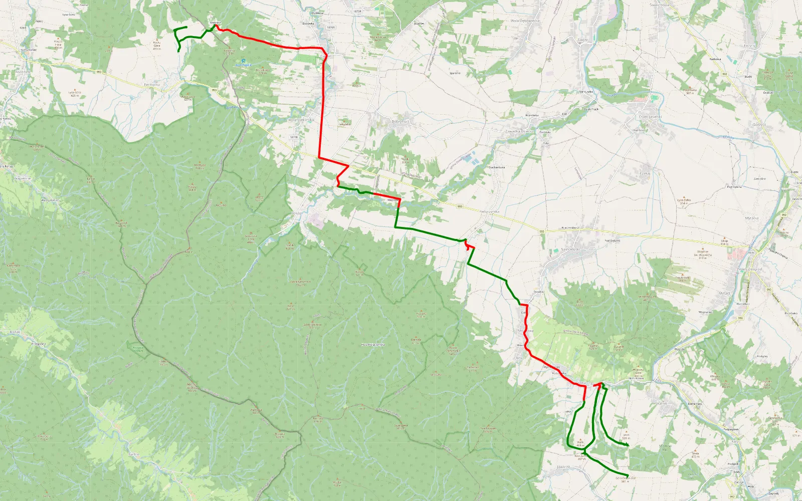 Map of Beskid biski - 29.3 km offroad trail, Jasło County