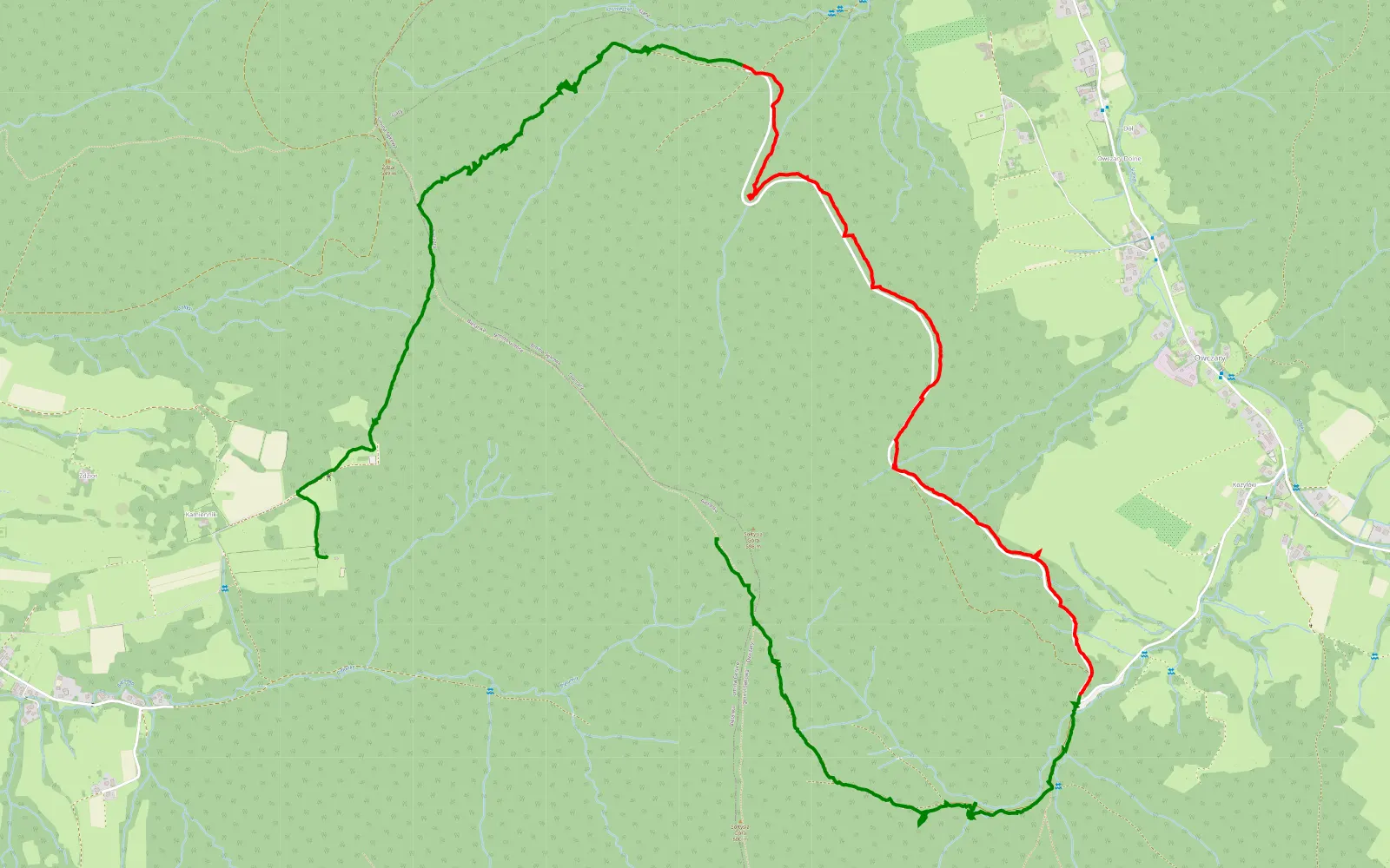 Map of Owczary - Bielanka - 8.4 km offroad trail, Gorlice County