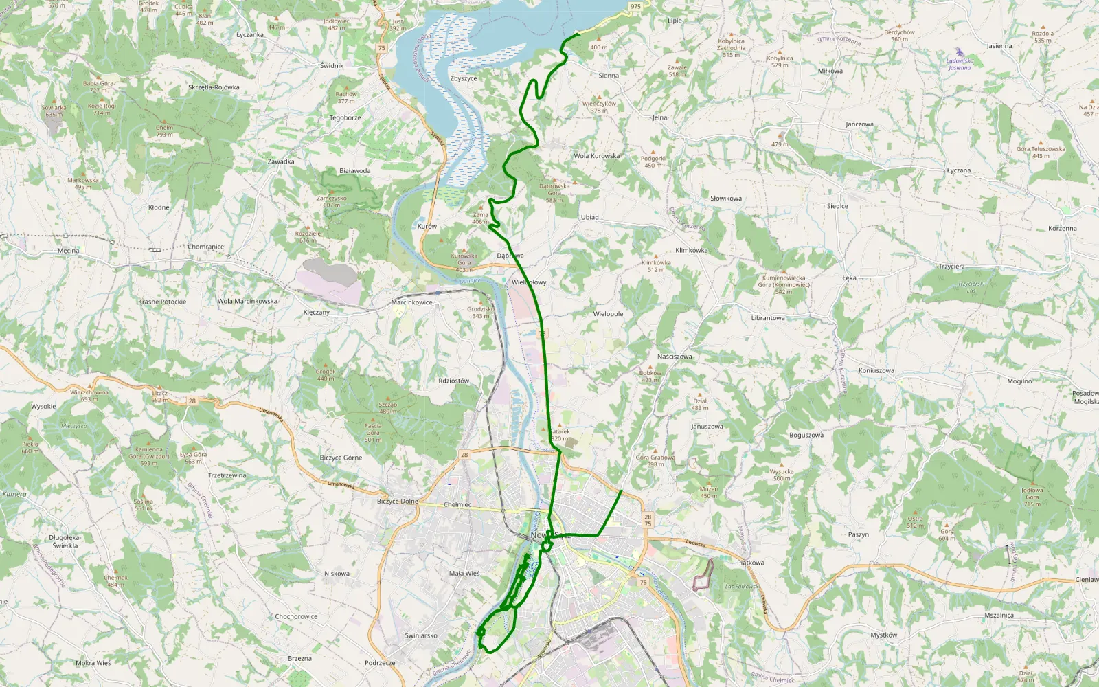Mapa trasy Nowy Sącz - Sienna - 10.4 km trasy offroad, Nowy Sącz