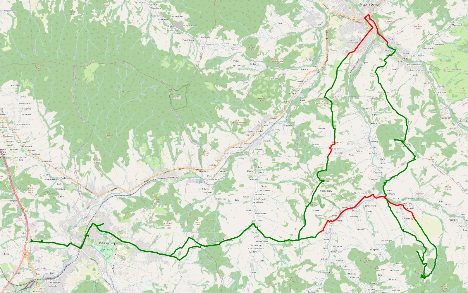 Map of Yota 2024 - 33 km offroad trail, Limanowa County