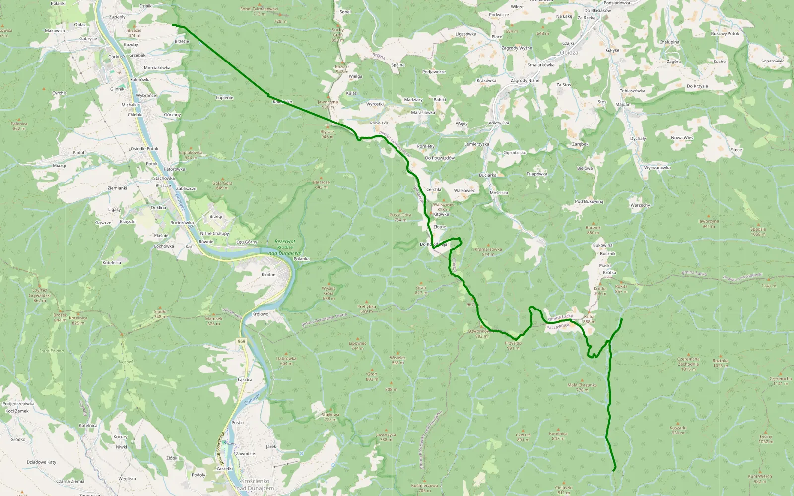 Map of Szczawnica Niżna - Tylmanowa - 10.4 km offroad trail, Nowy Targ County