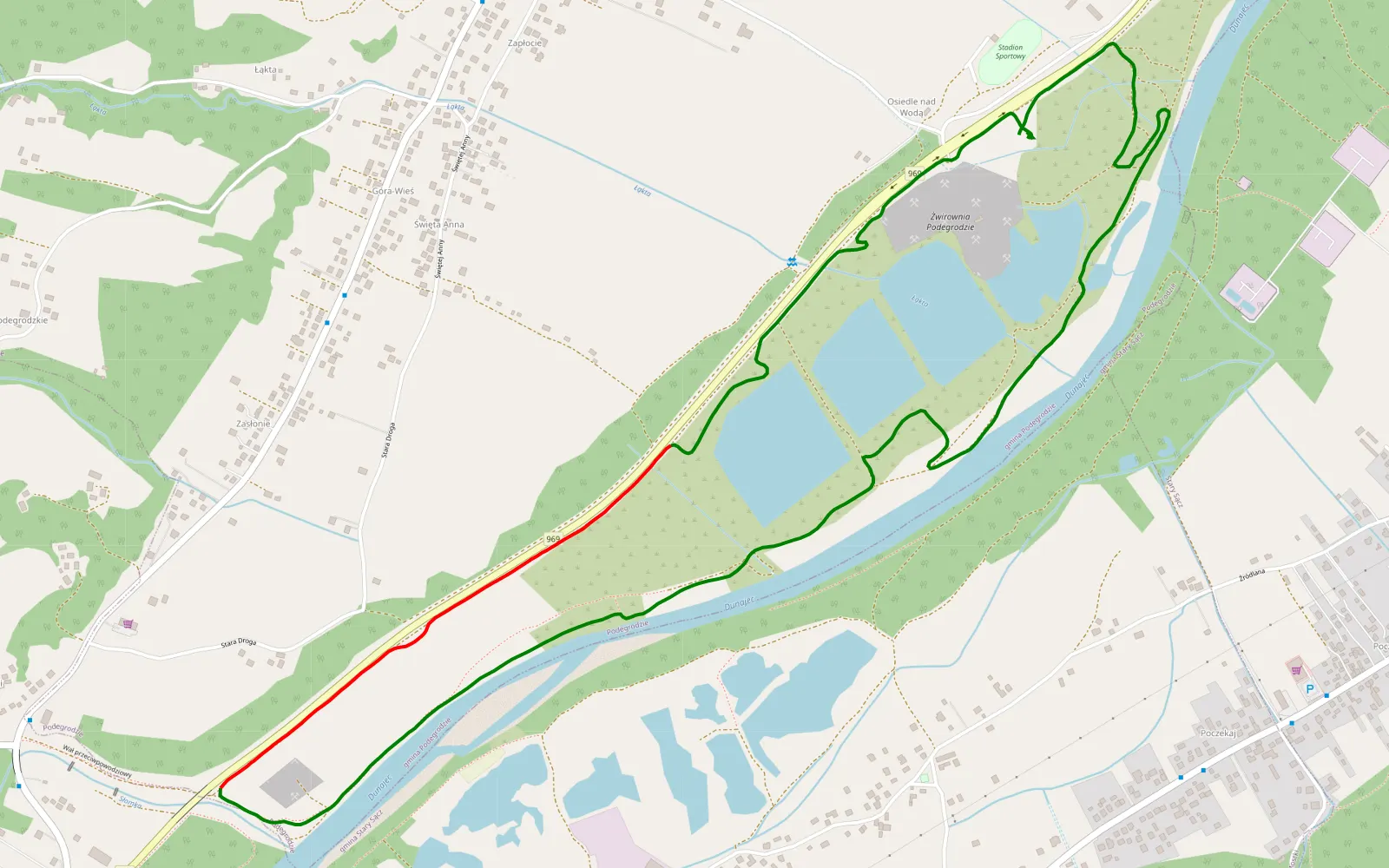 Map of Podegrodzie - 6.3 km offroad trail, Nowy Sącz County