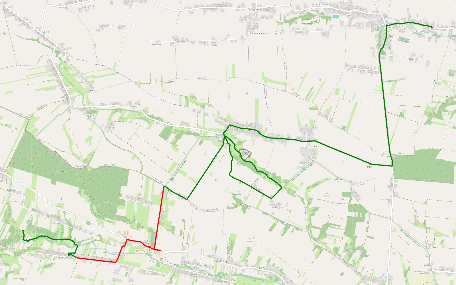 Map of Kamieniec - 7.8 km offroad trail, Olkusz County