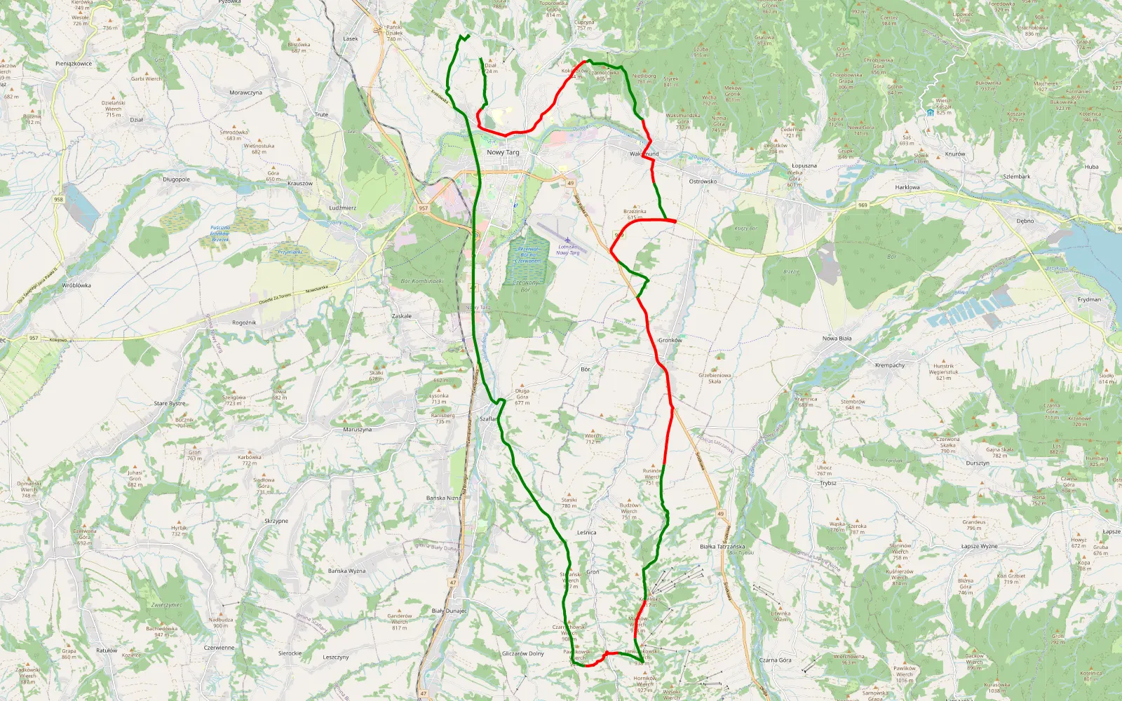 Map of Szuflów - Niwa - 28.2 km offroad trail, Nowy Targ County