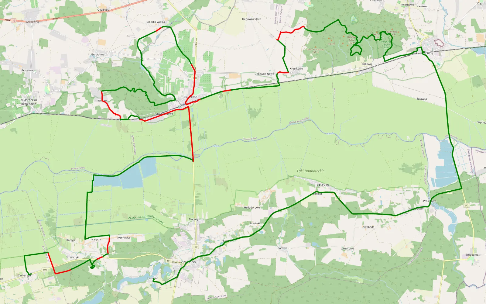 Map of Zacharzyn - Laskowo - 59.5 km offroad trail, Piła County