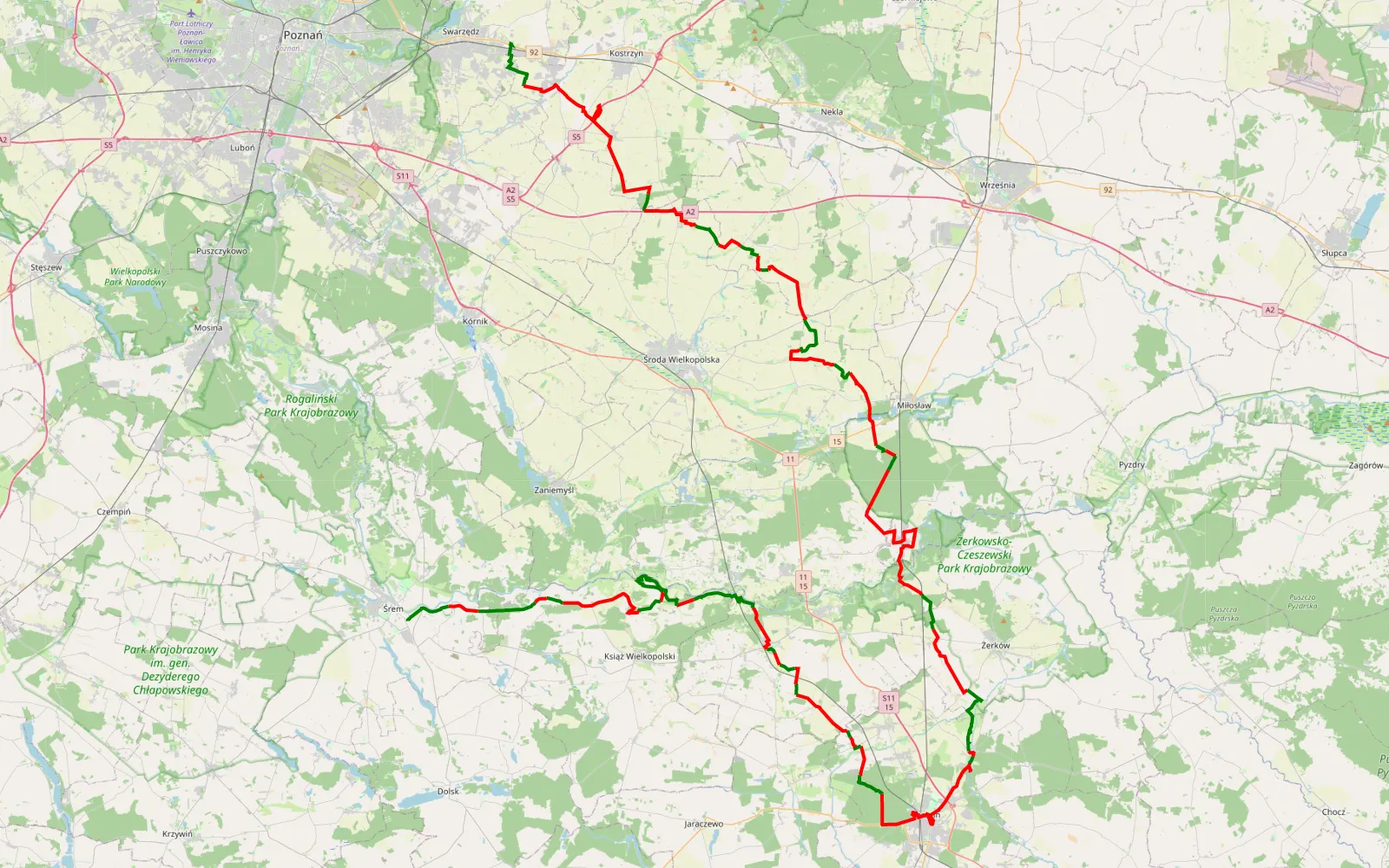 Mapa trasy JAROCIN by Miki - 142.2 km trasy offroad, Powiat Średzki