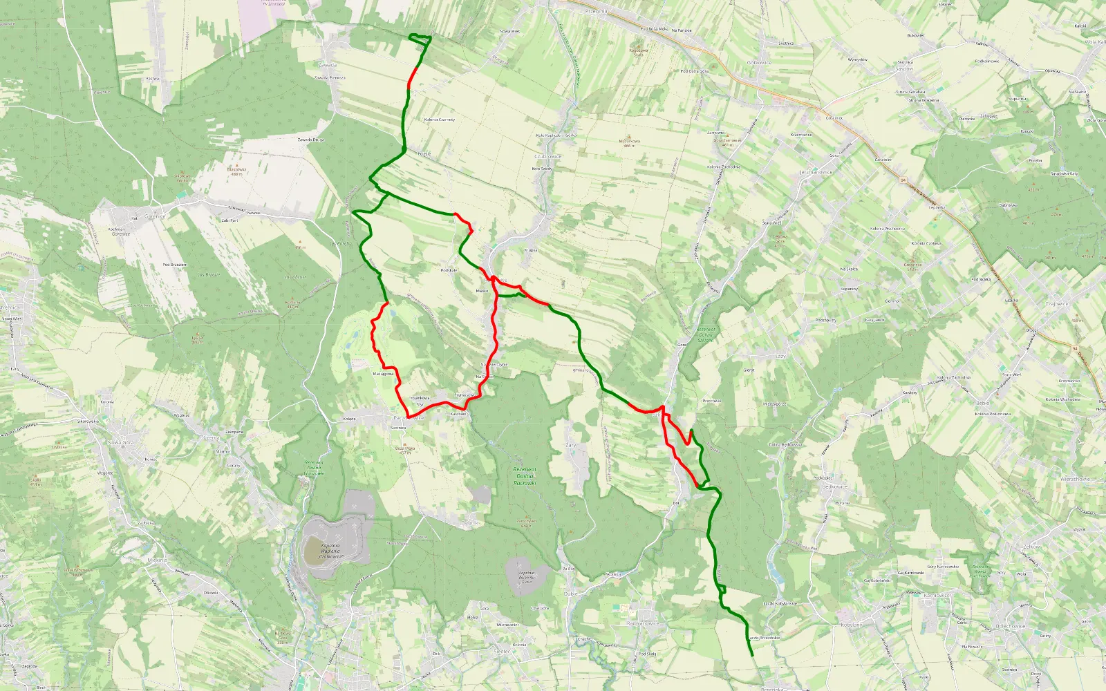 Mapa trasy Integracyjnyoff - 35.5 km trasy offroad, Powiat Krakowski