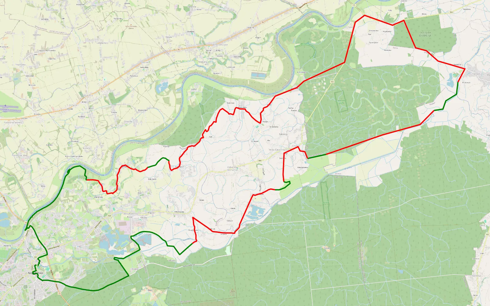 Mapa trasy WOŚP 2022-01-30 trasa turystyk - 42.9 km trasy offroad, Powiat Wielicki