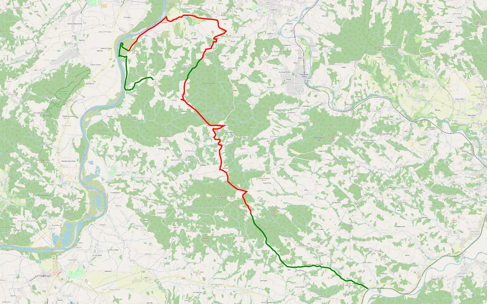 Mapa trasy Chojnik-Dąbrówka Szczepanowska (pkt widokowy) - 18.4 km trasy offroad, Powiat Tarnowski