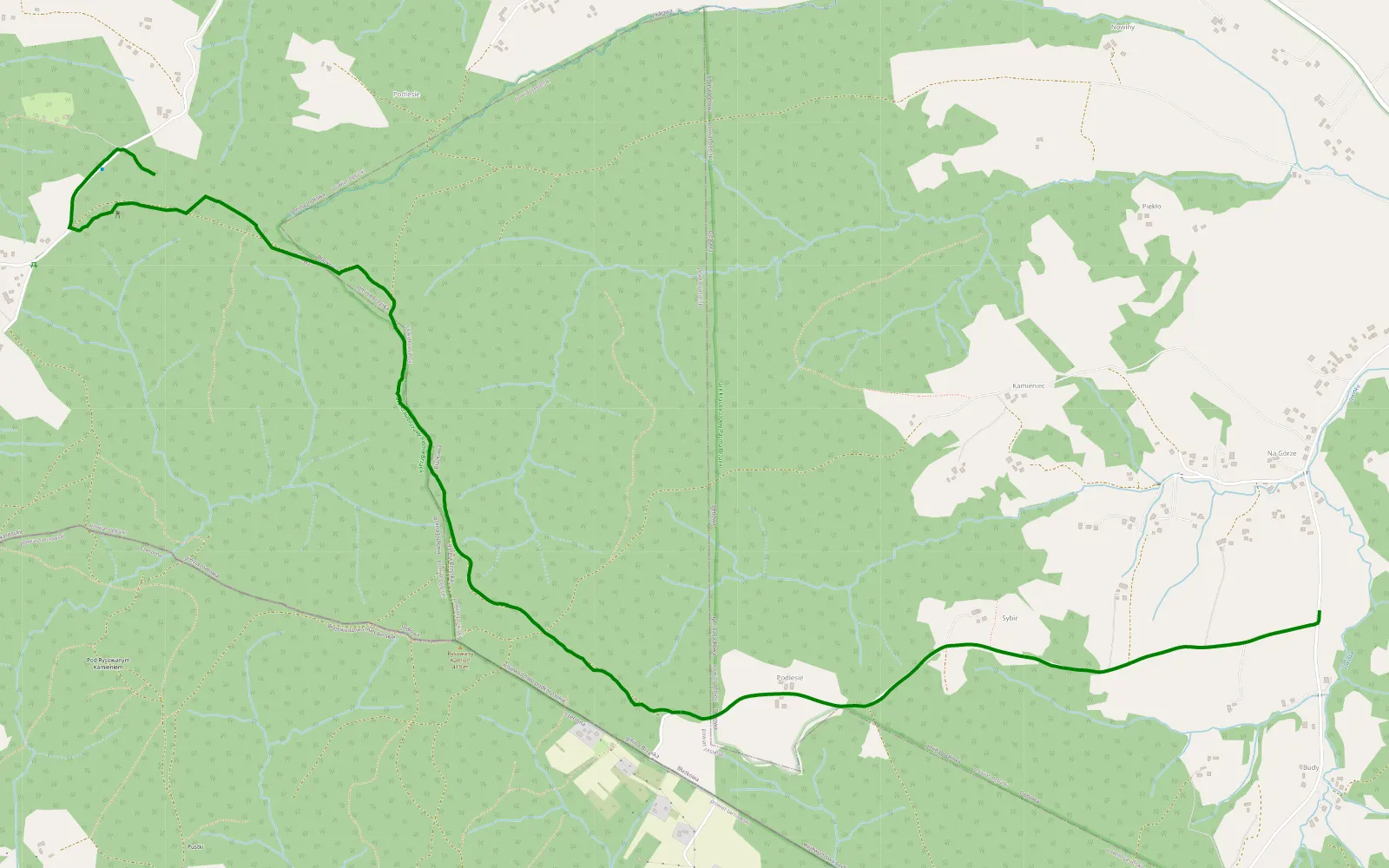 Map of Wiszowa - Dębowa - 2.6 km offroad trail, Jasło County