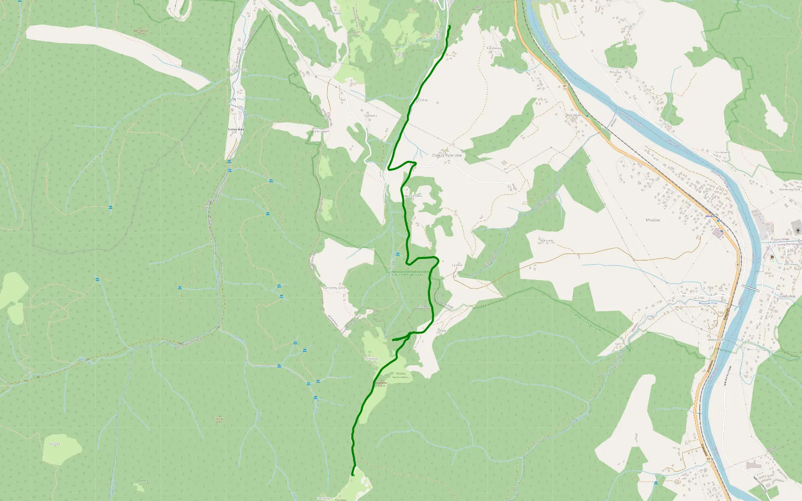 Map of Sucha Struga - Borownice - 2.7 km offroad trail, Nowy Sącz County
