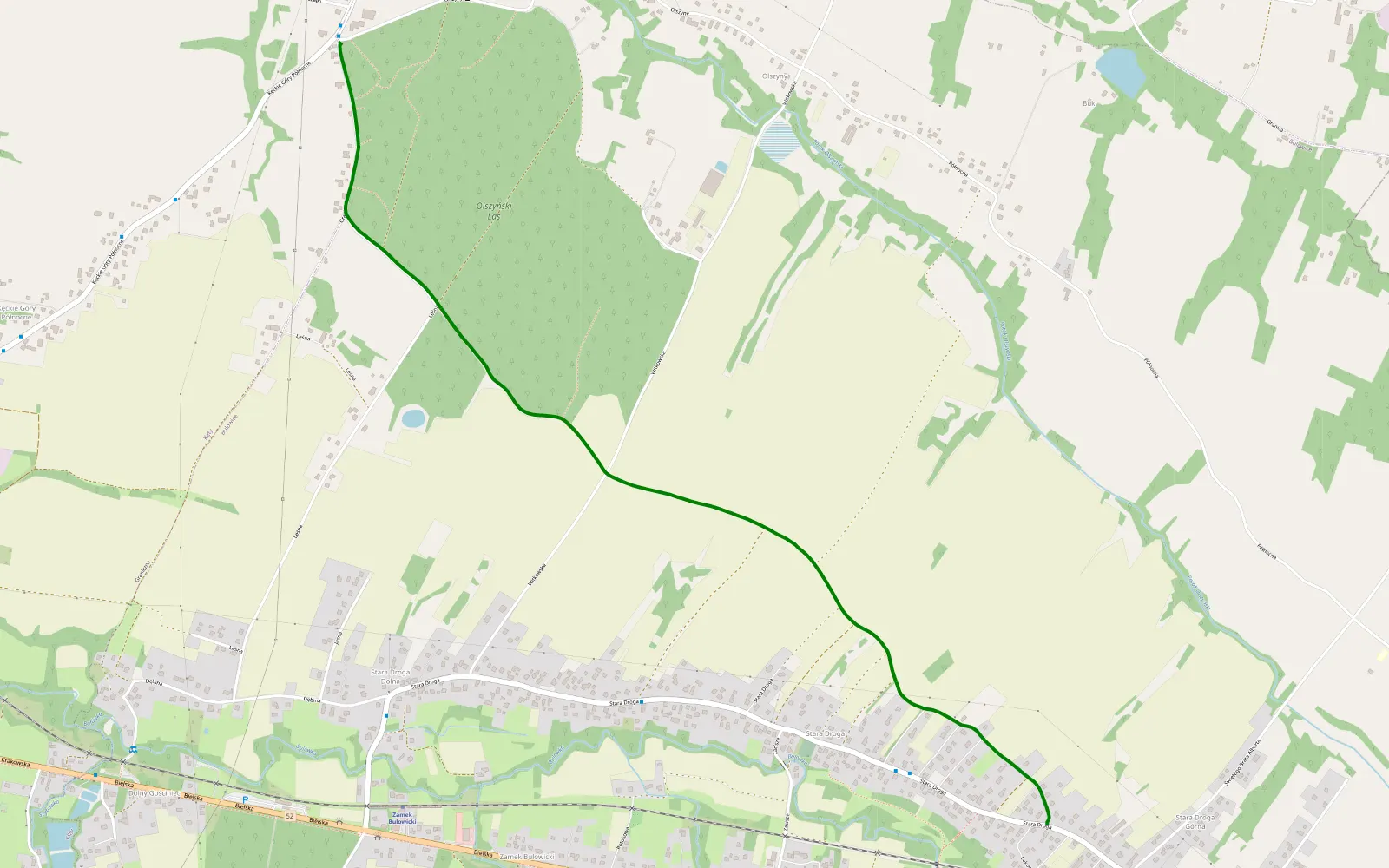 Mapa trasy Góry Kęckie - Bulowice - 1.6 km trasy offroad, Powiat Oświęcimski