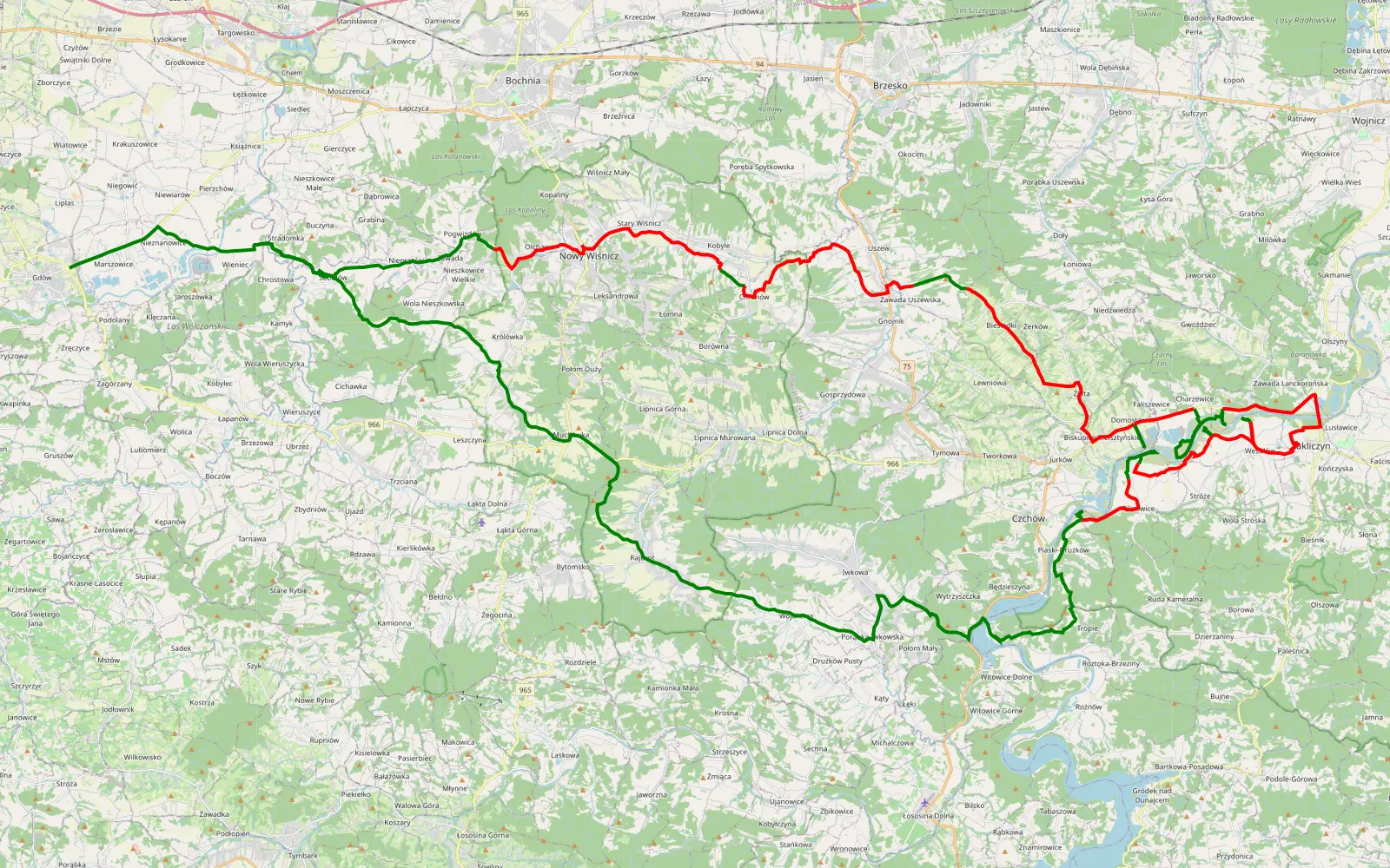 Mapa trasy do Z - 66.3 km trasy offroad, Powiat Tarnowski