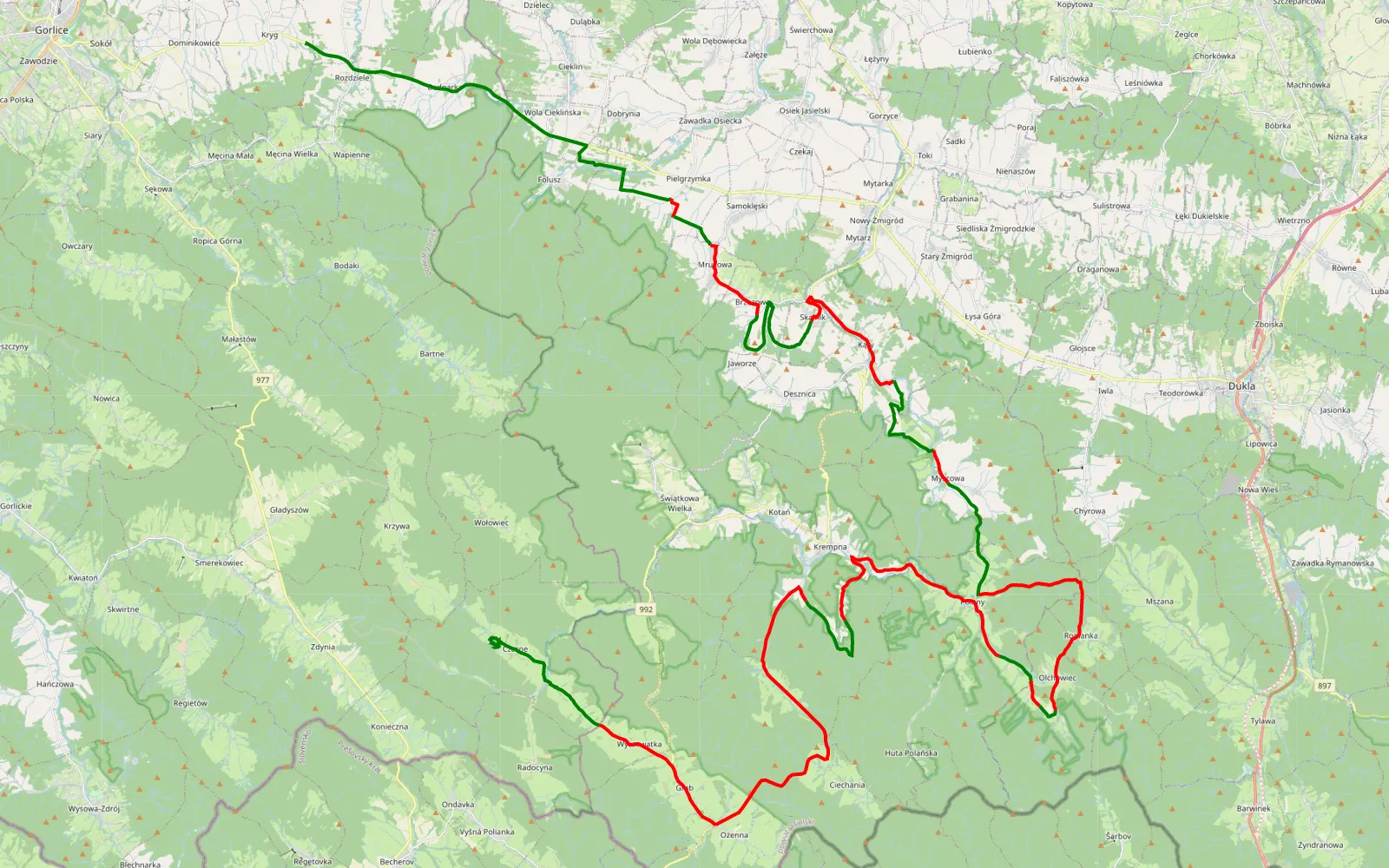 Map of 2021-06-05 Terenowe Widokówki GGO4x4 - 75.5 km offroad trail, Jasło County