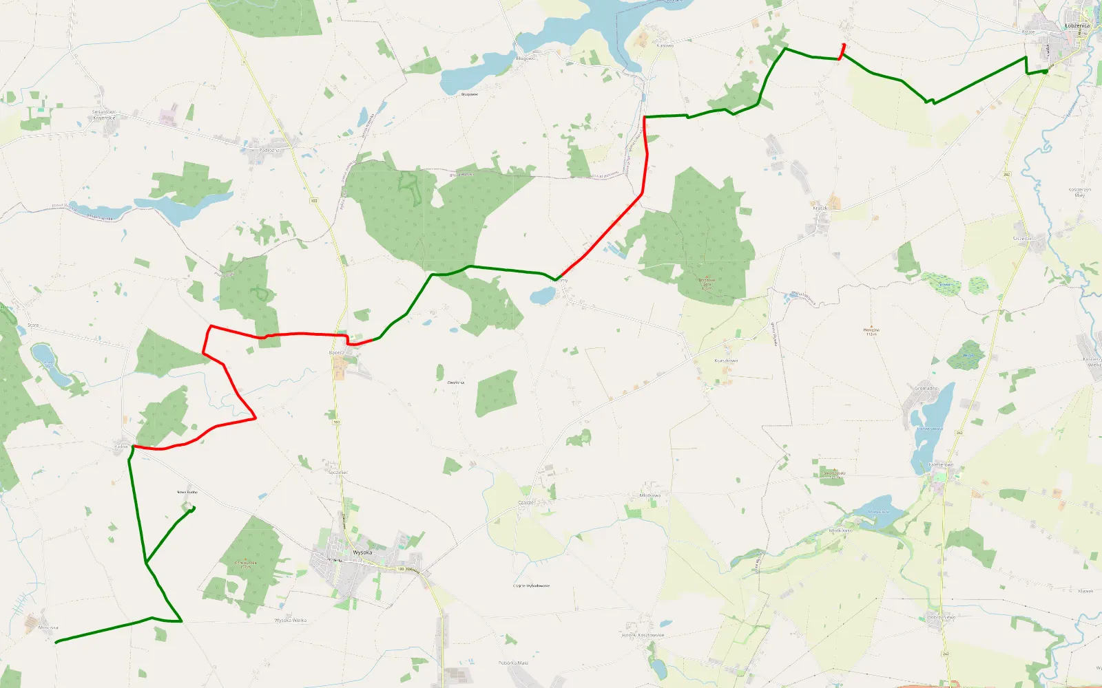 Map of Mościska - Łobżenica - 29.3 km offroad trail, Piła County